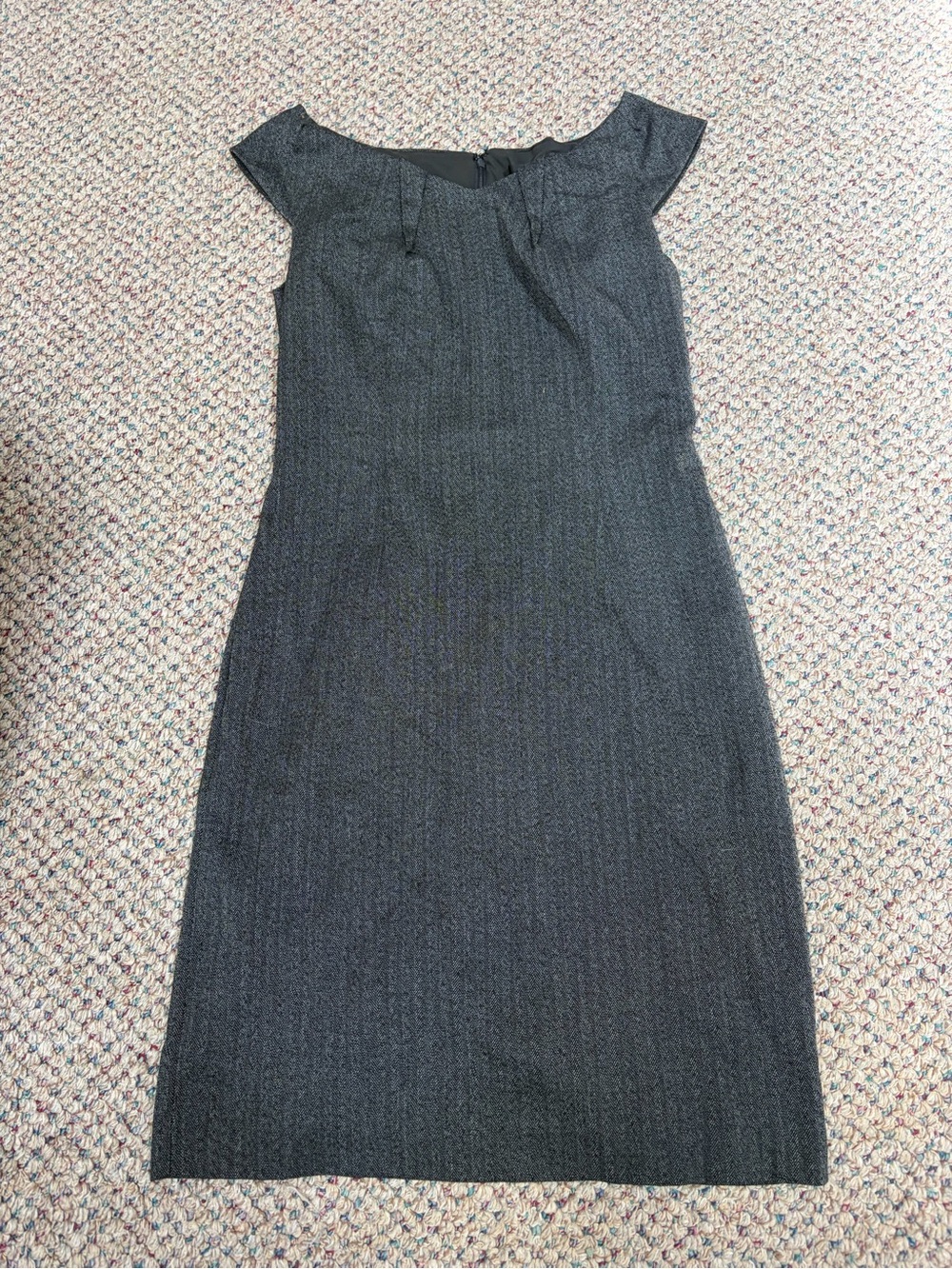 White House Black Market Charcoal Gray Cap-Sleeve Dress